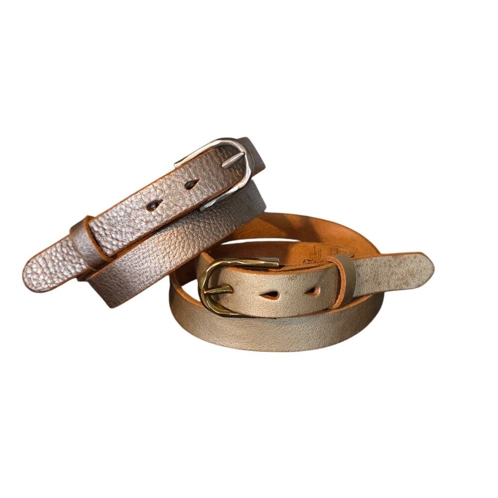 American Eagle genuine leather belt gold silver solid brass buckles bundle M